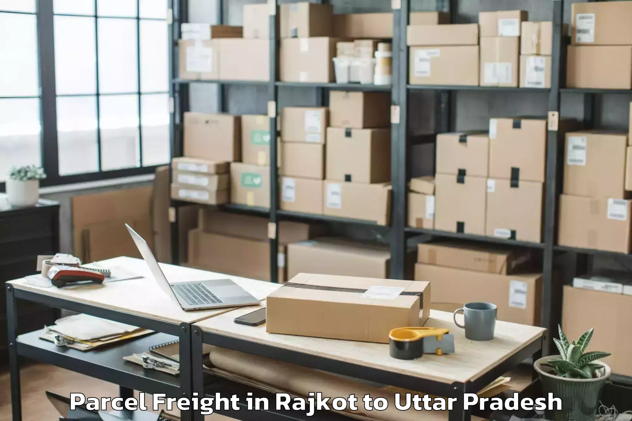 Affordable Rajkot to Allahabad Parcel Freight